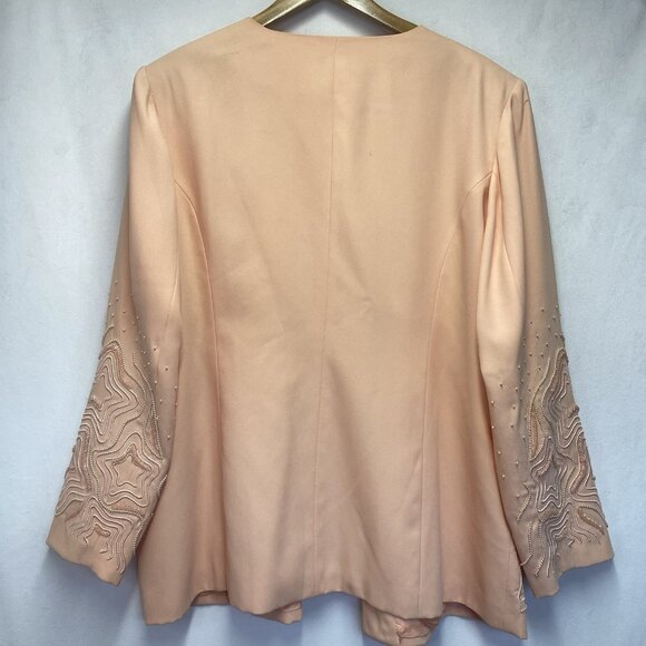 DONNA VINCI Embroidered Beaded Embellishment 2pc Lined Skirt Suit Women 22 Peach - Picture 9 of 16